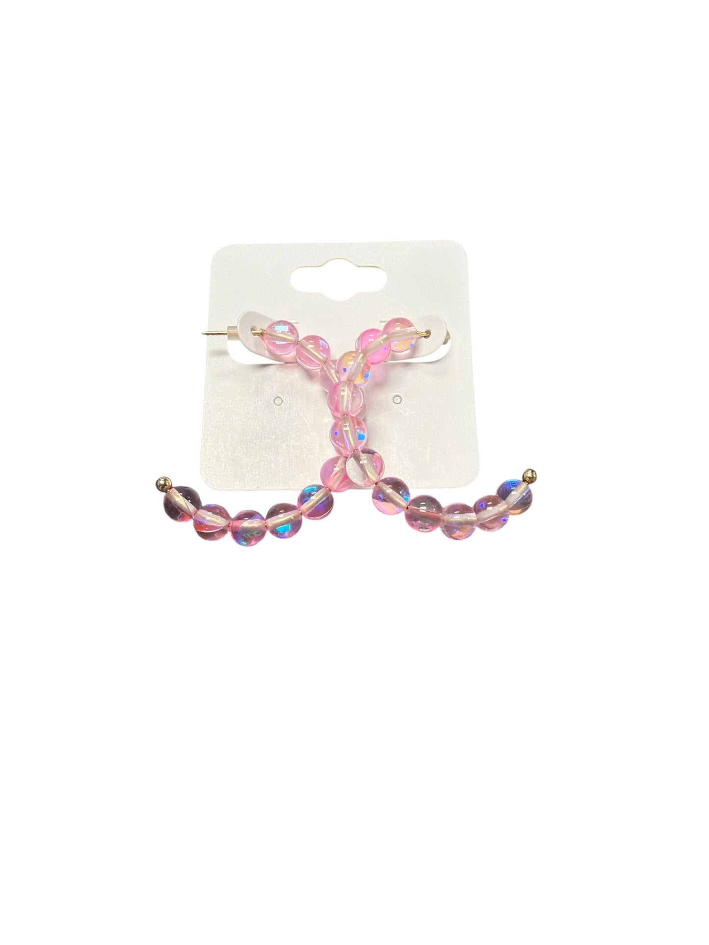 Colorful Clear Beaded Hoop Earring