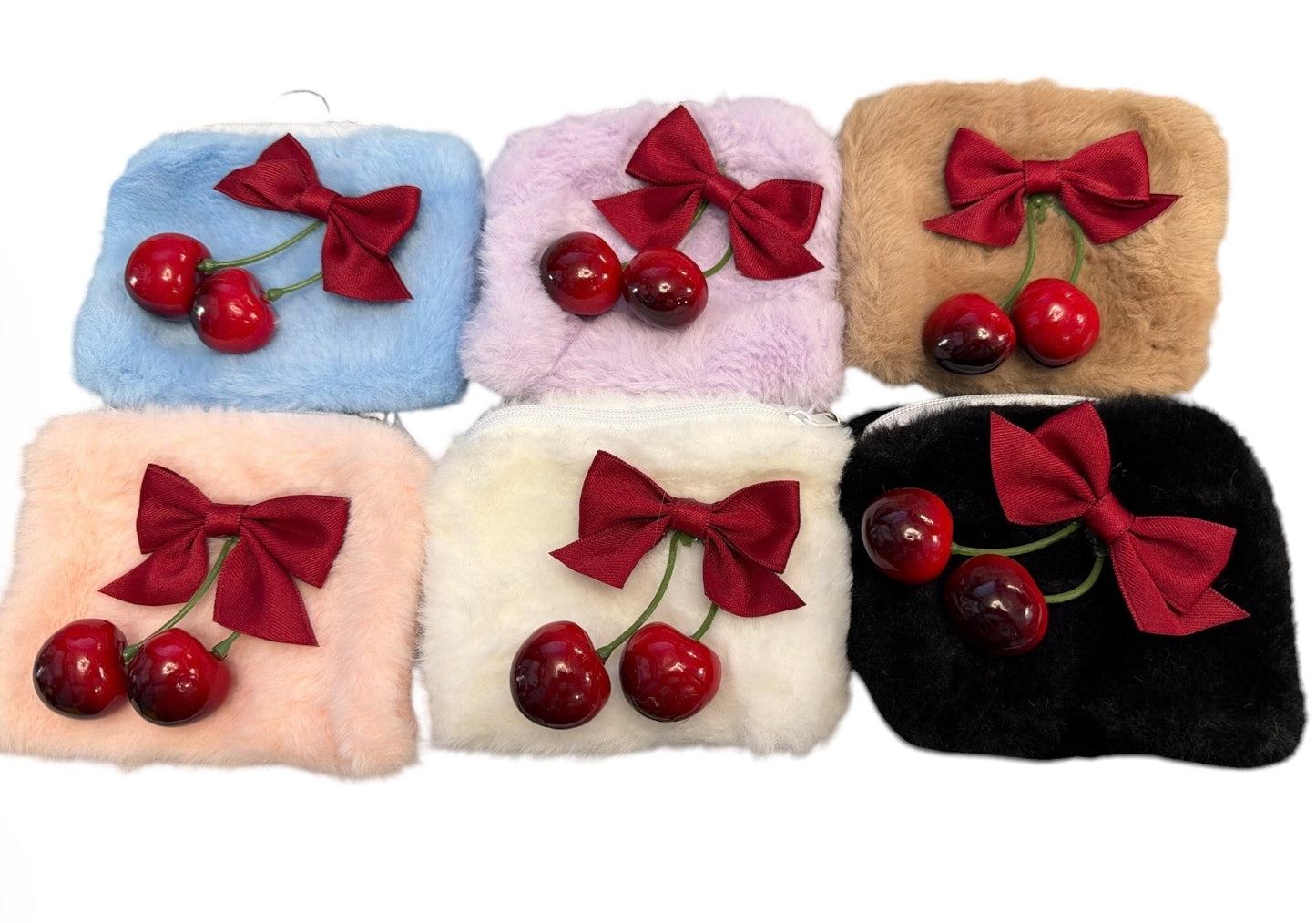 Fuzzy Cherry Coin Purse