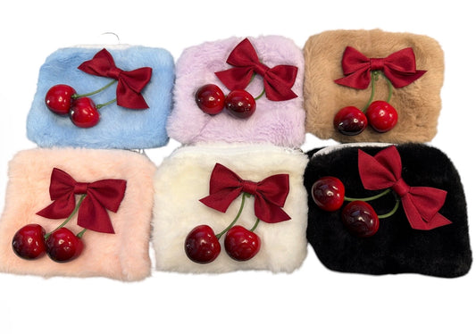 Fuzzy Cherry Coin Purse