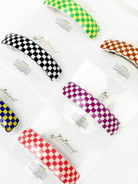 Checker Oval Hair Clip Barrette