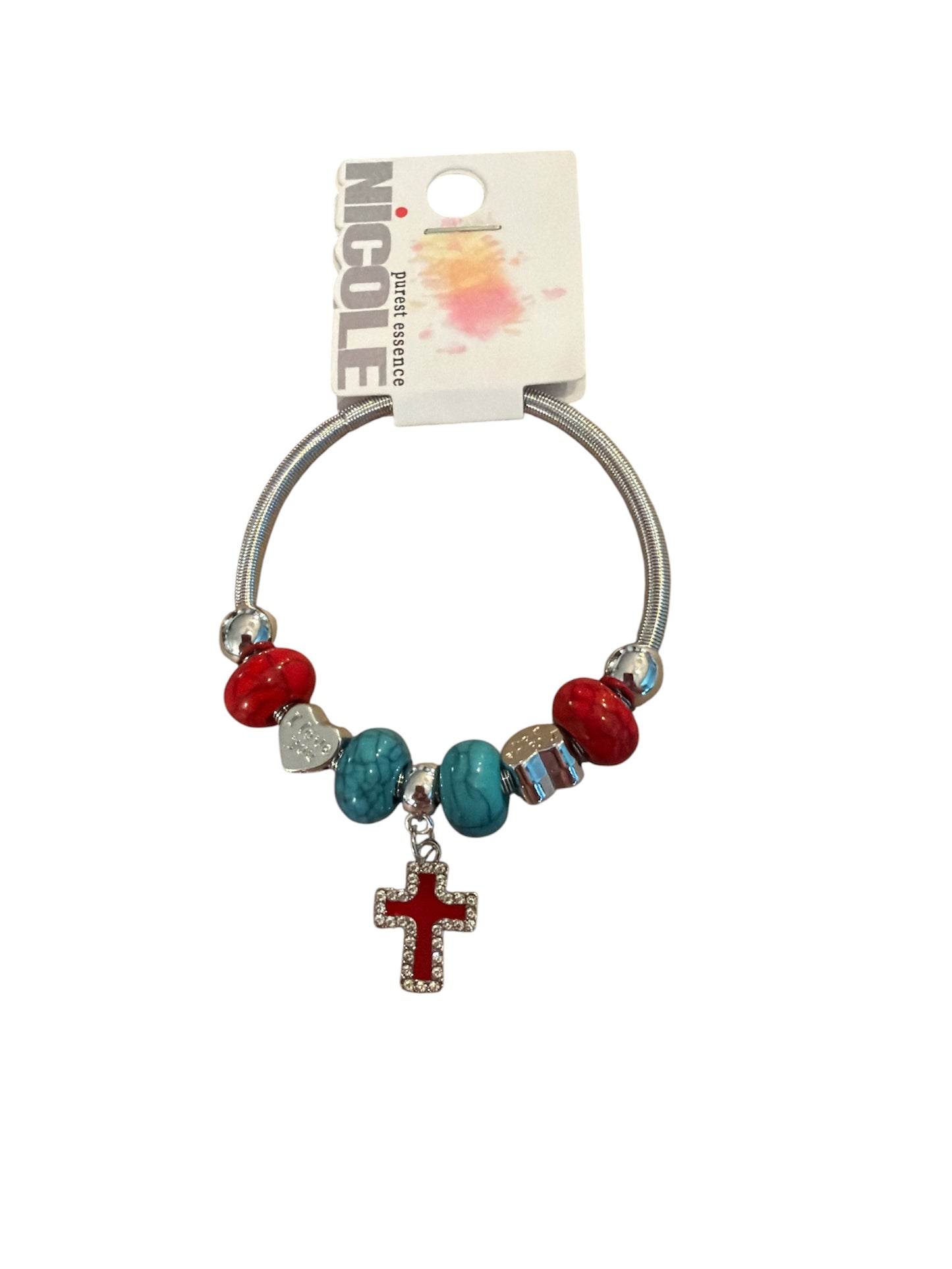 Silver Cross Dangle Bracelet