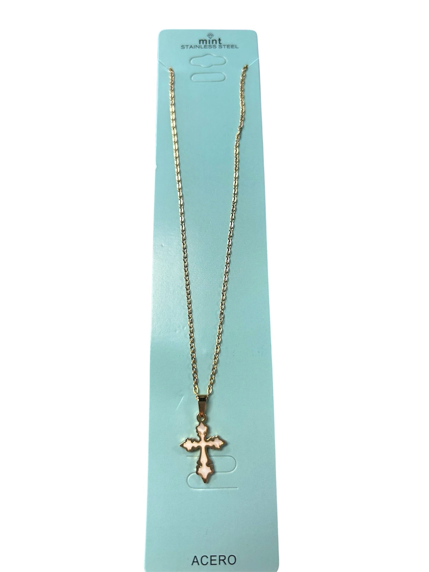 Stainless Steal Gold Cross Necklace