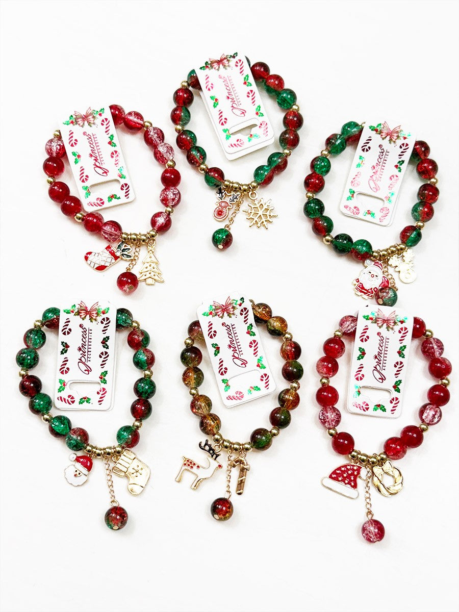 Stretch Christmas Theme Charm Bracelet