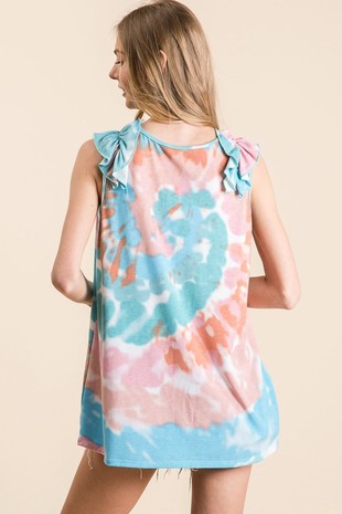 Bibi Ruffle Teal/Pink Top