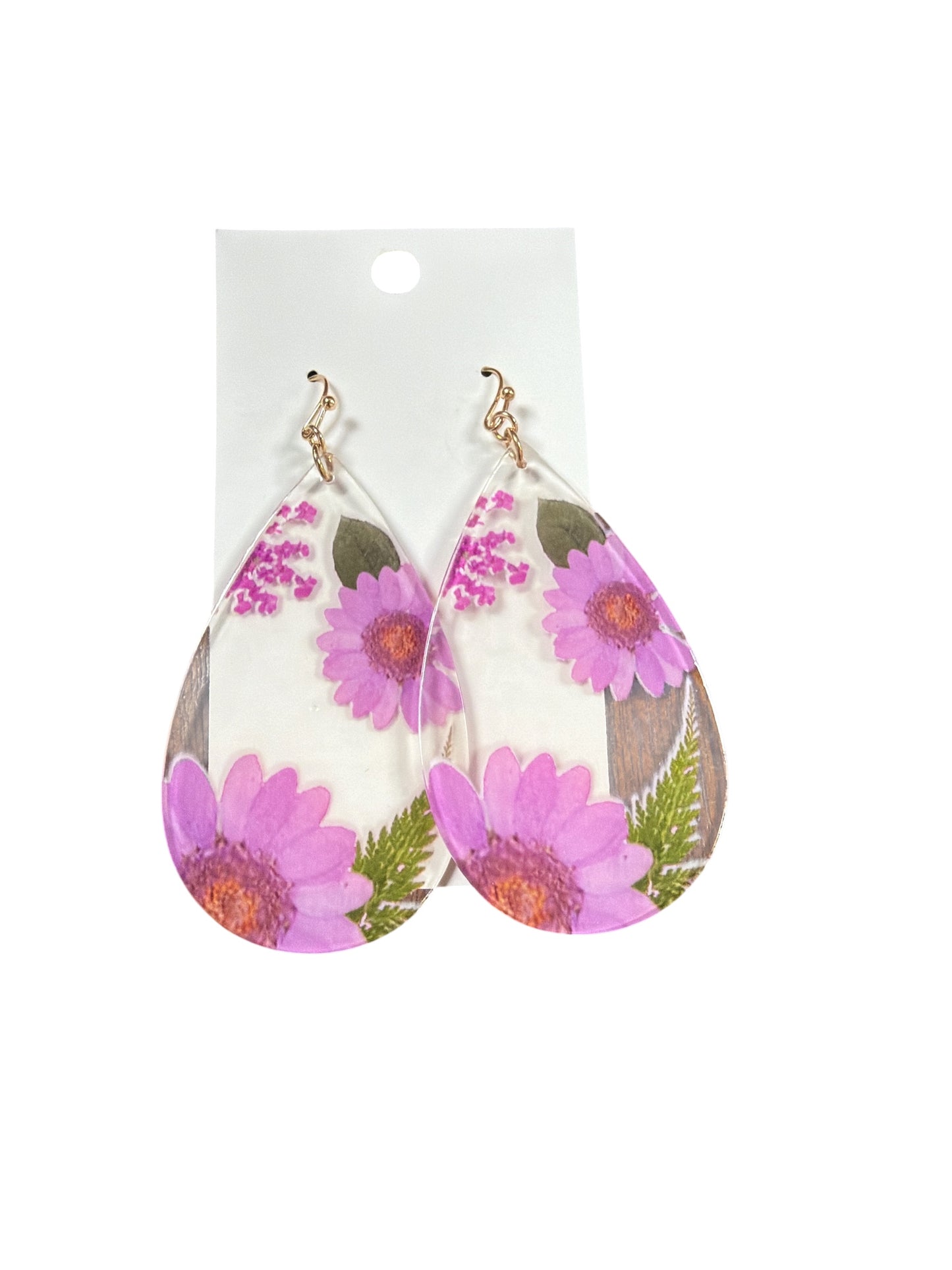 Purple Flower See Through Earring