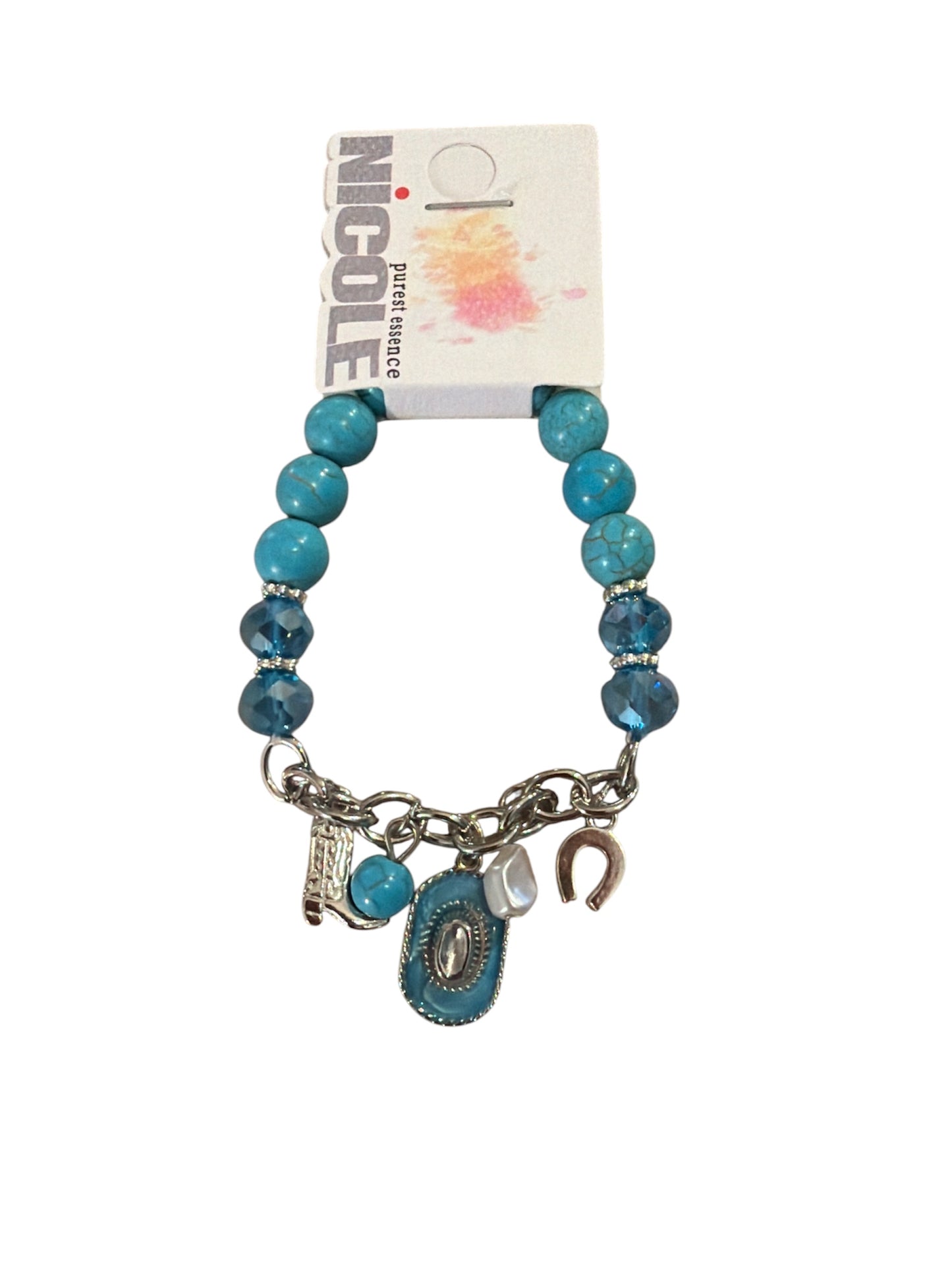 Western Stretchy Charm Bracelet Silver