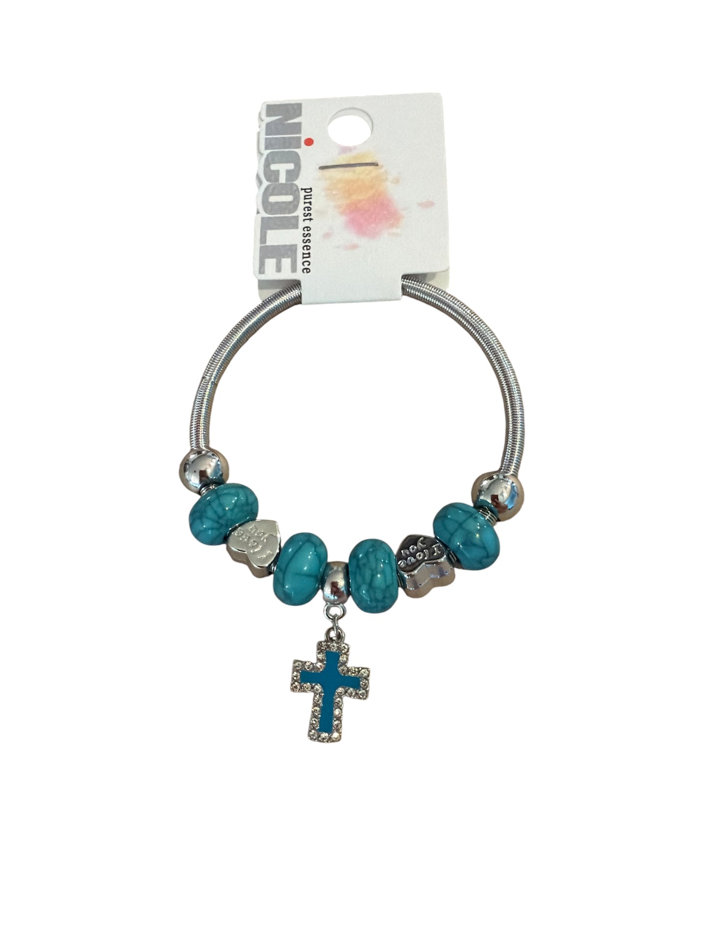 Silver Cross Dangle Bracelet