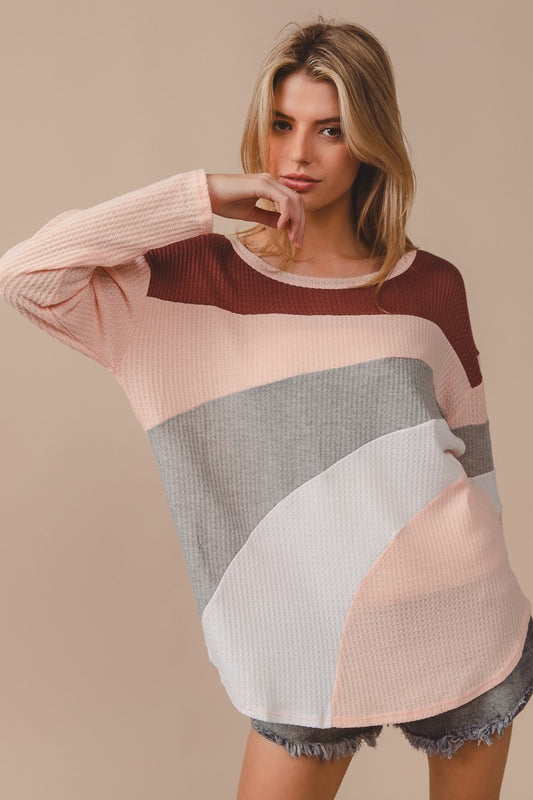 Waffle Color Block Top