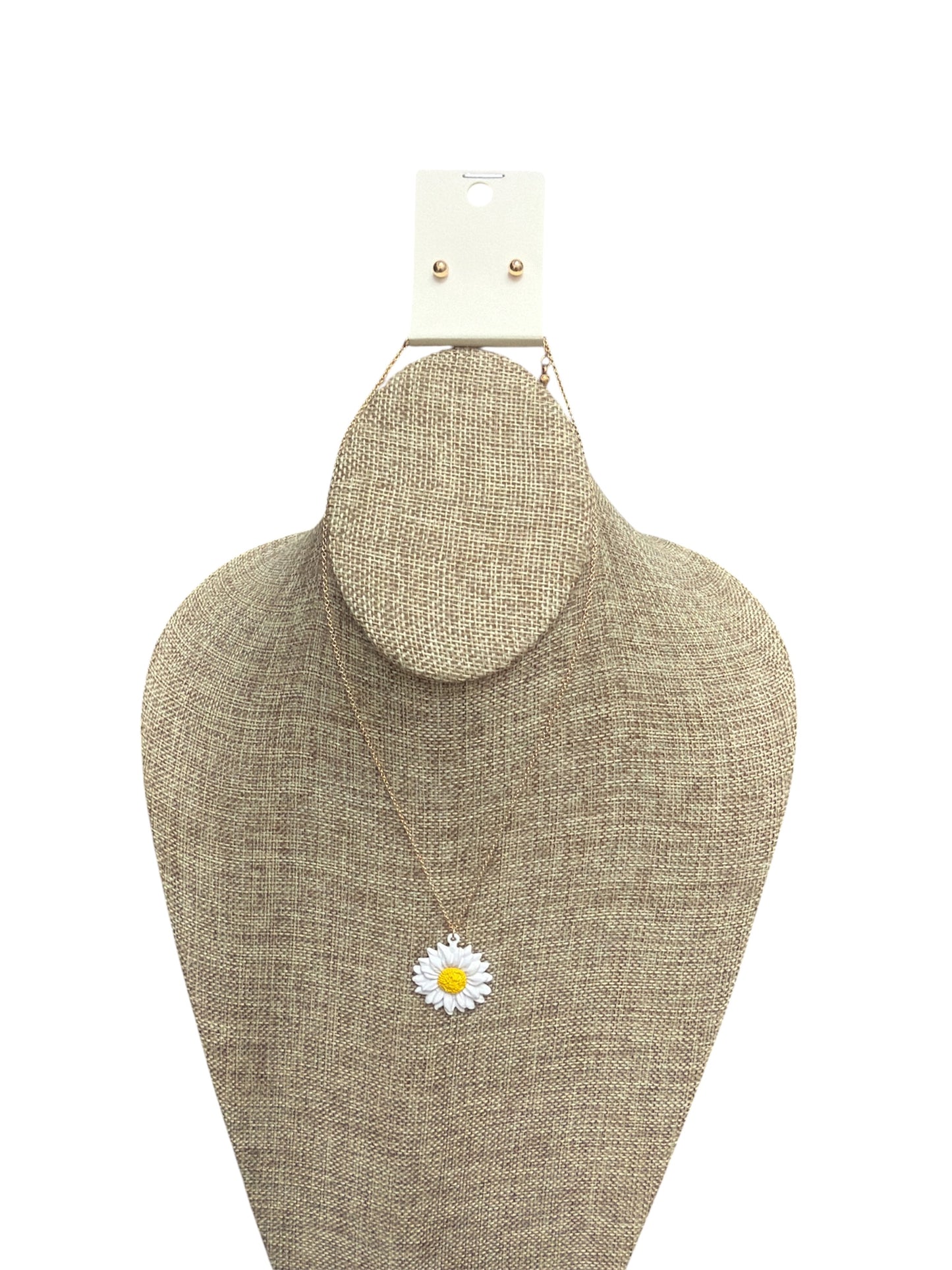 Gold Daisy Necklace and Earring Set