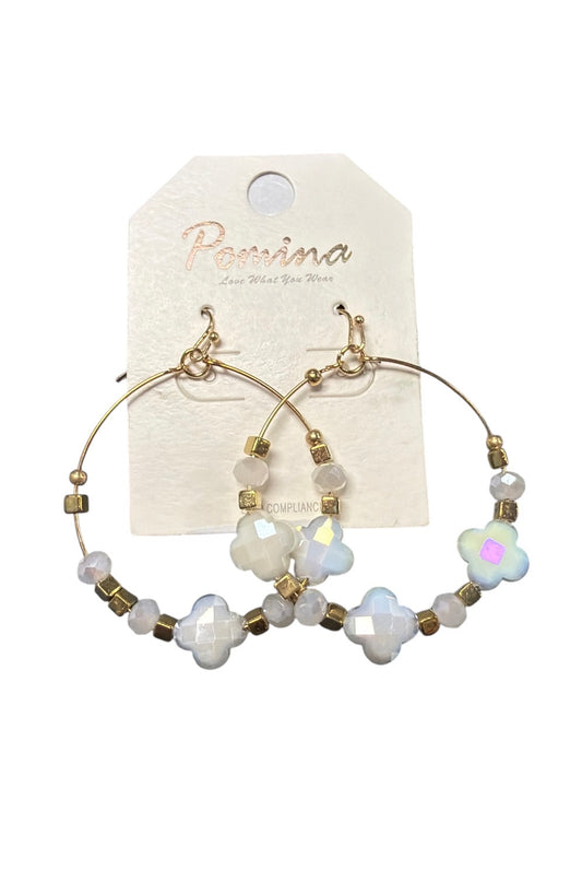 White Cross Circle Hoops