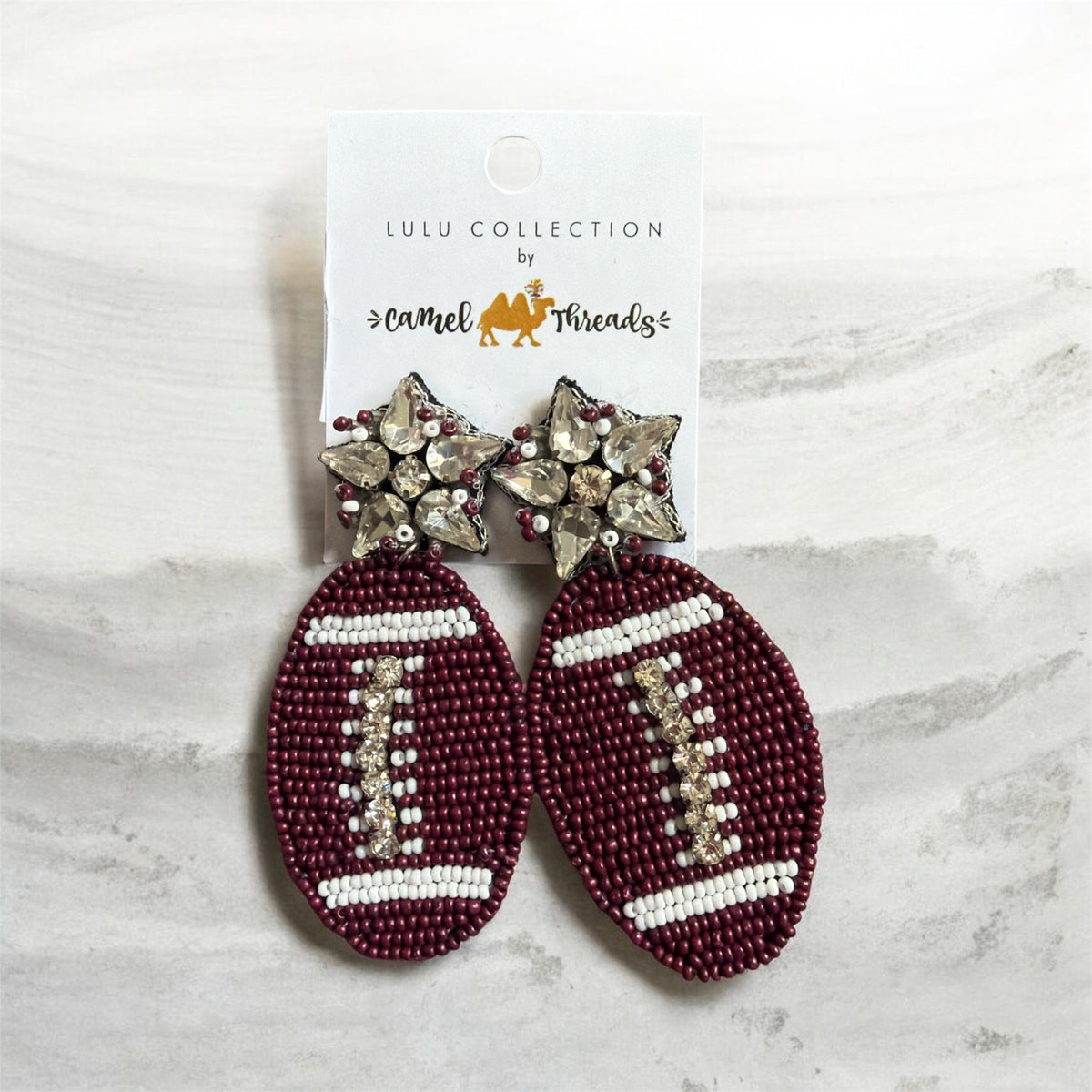 Beaded Football Earrings