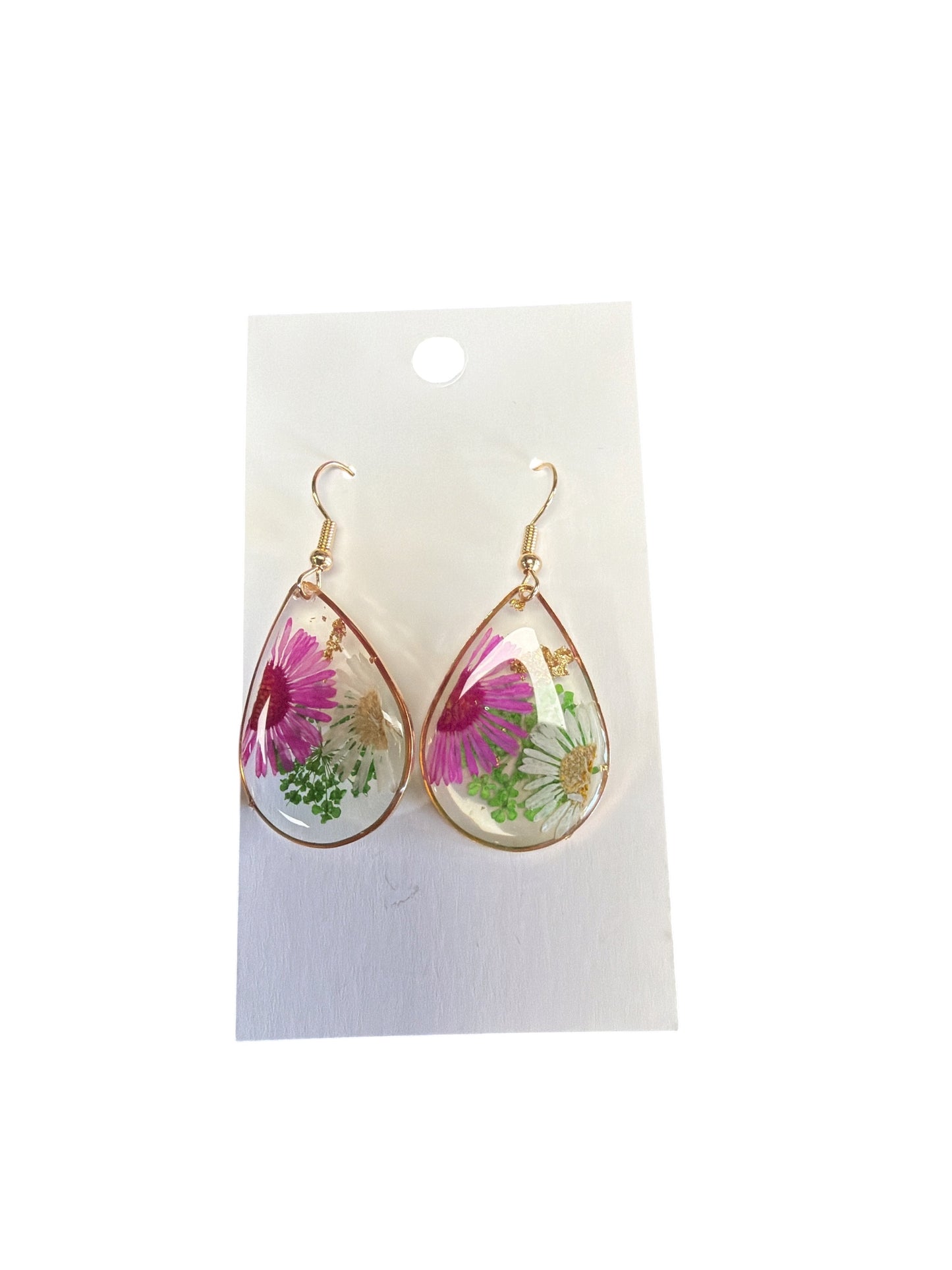 Pink Pressed Flower Earring