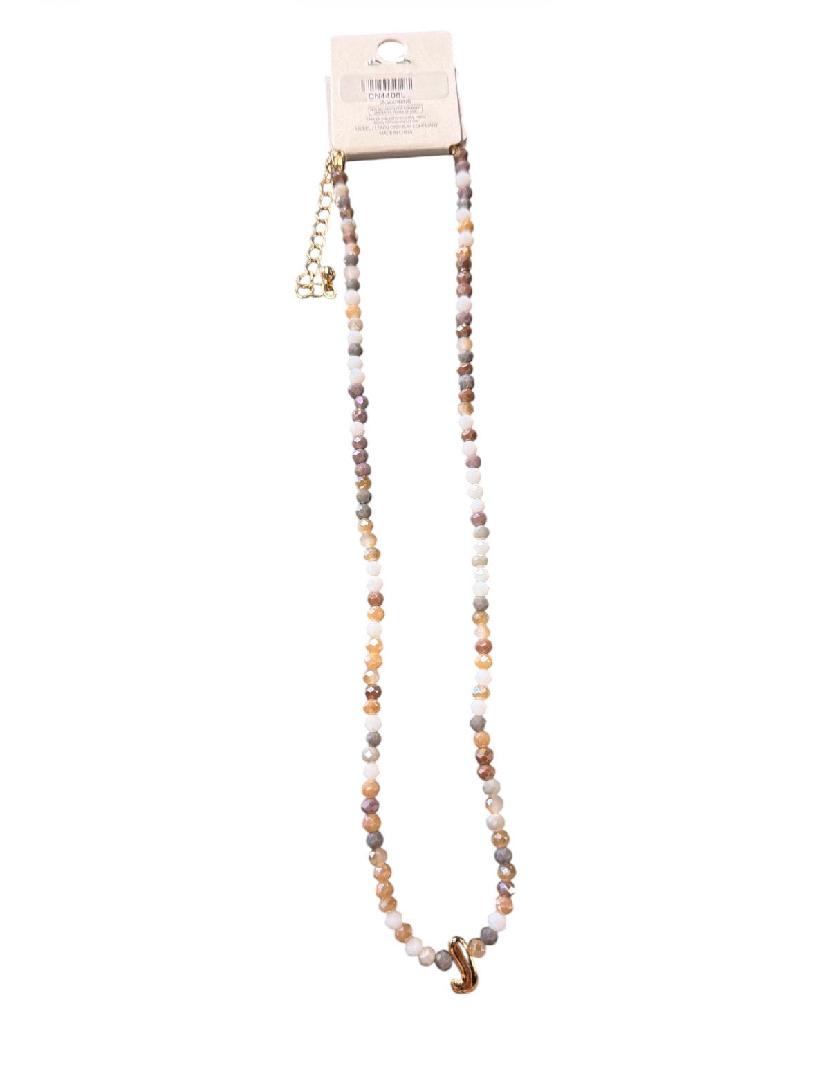 Beaded J Gray Necklace