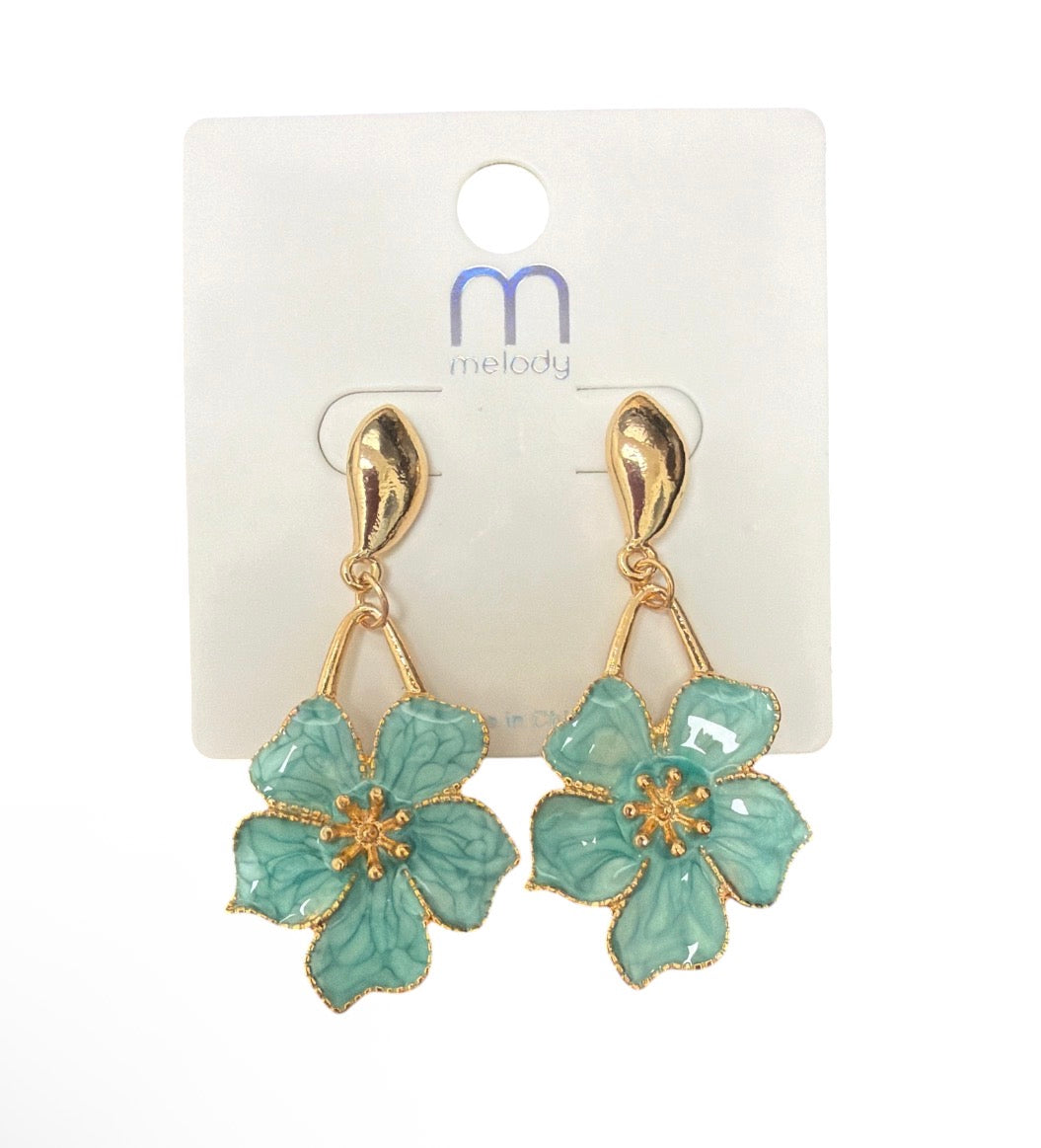 Gold Drop Flower Earring