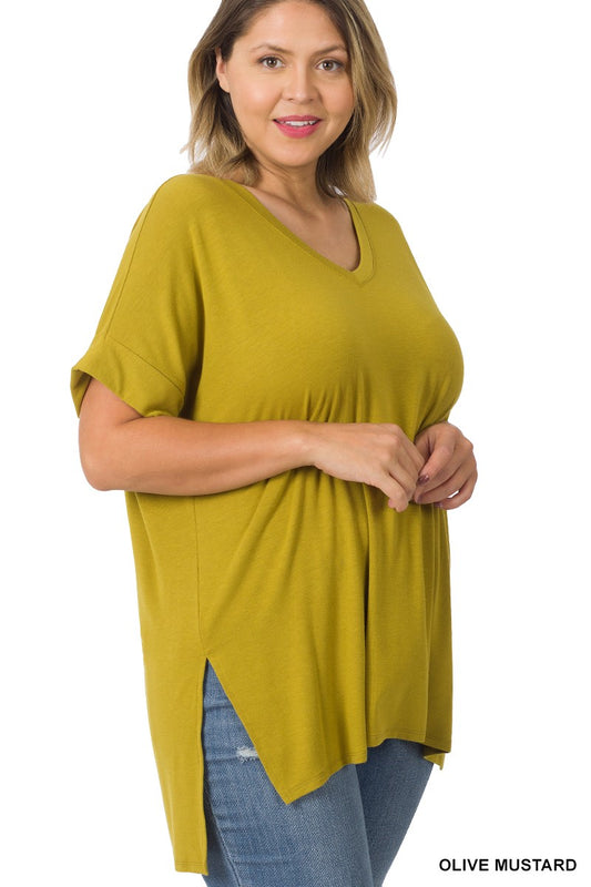 Plus Rolled Sleeve Top