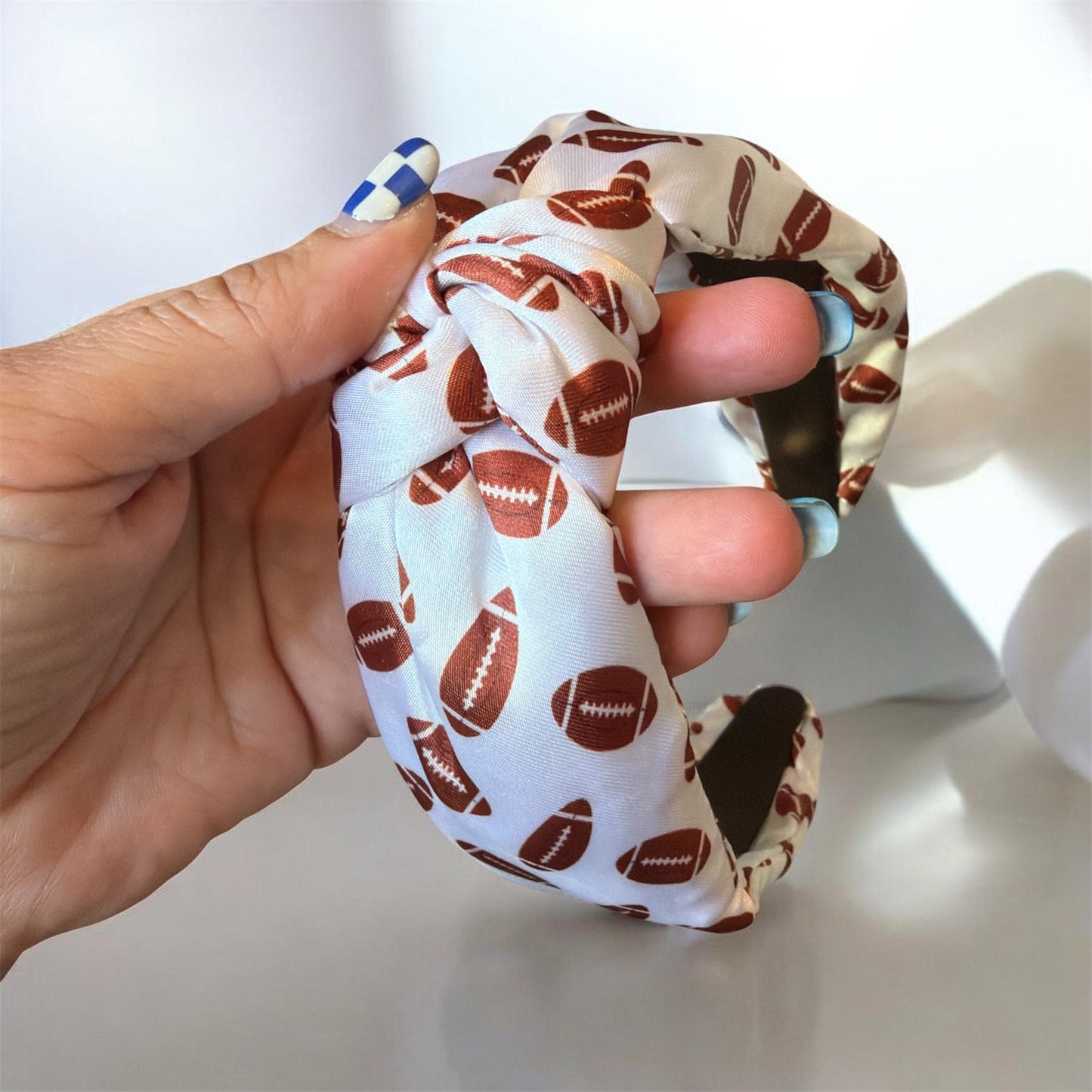 Football White Top Knot Headbands
