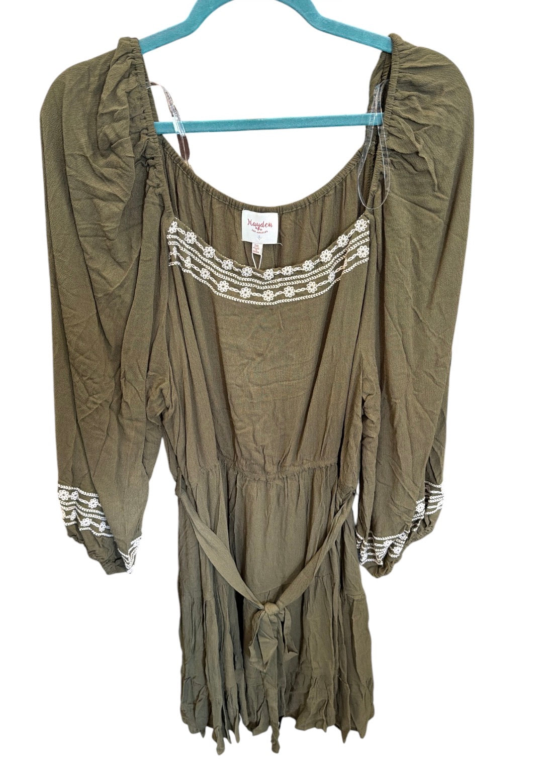 Olive Ivory Bubble Sleeve Dress