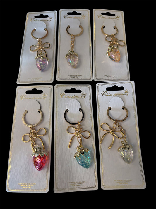 Strawberry Bow Keychain