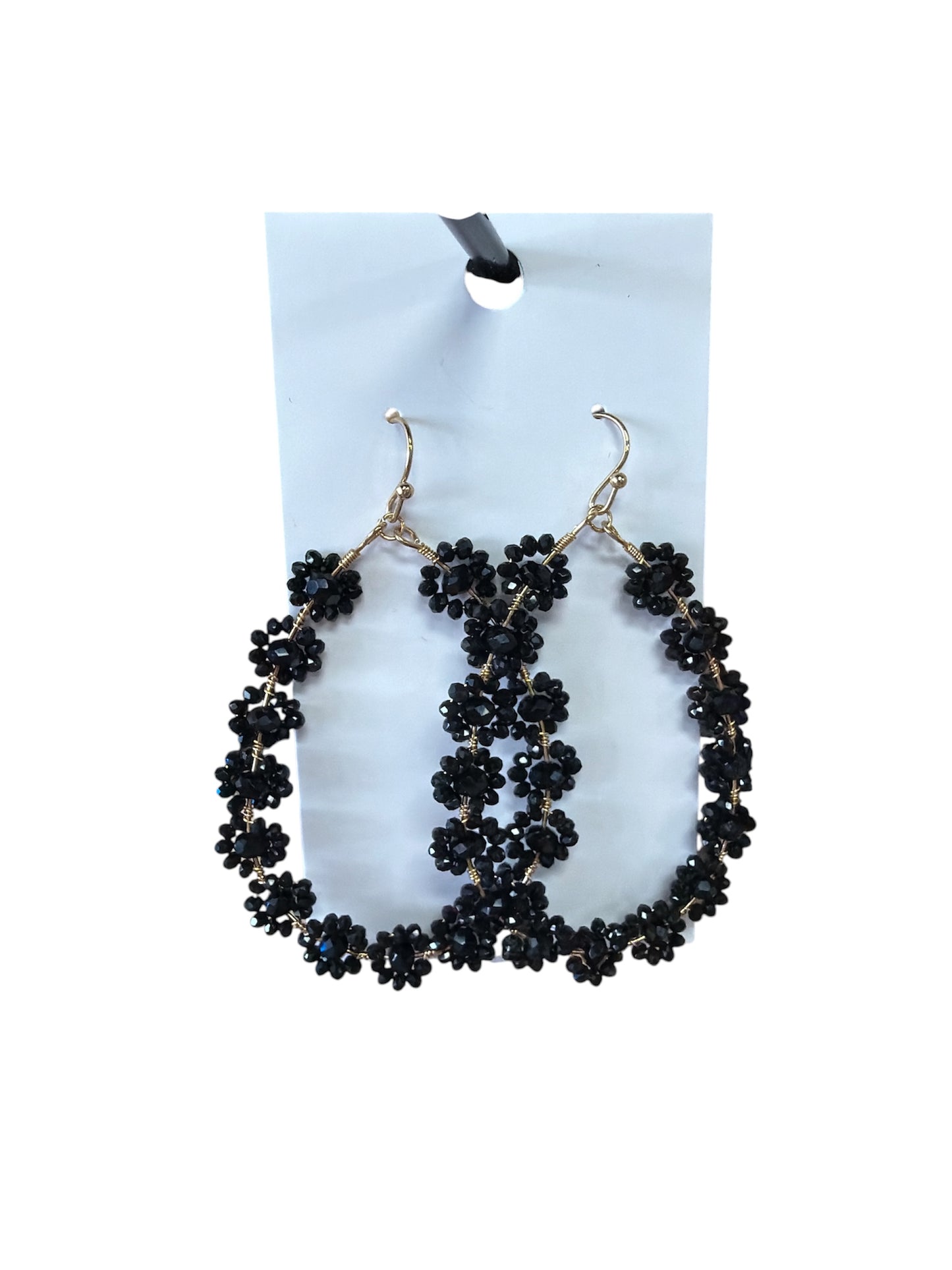 Black Flower Tear Drop Earring