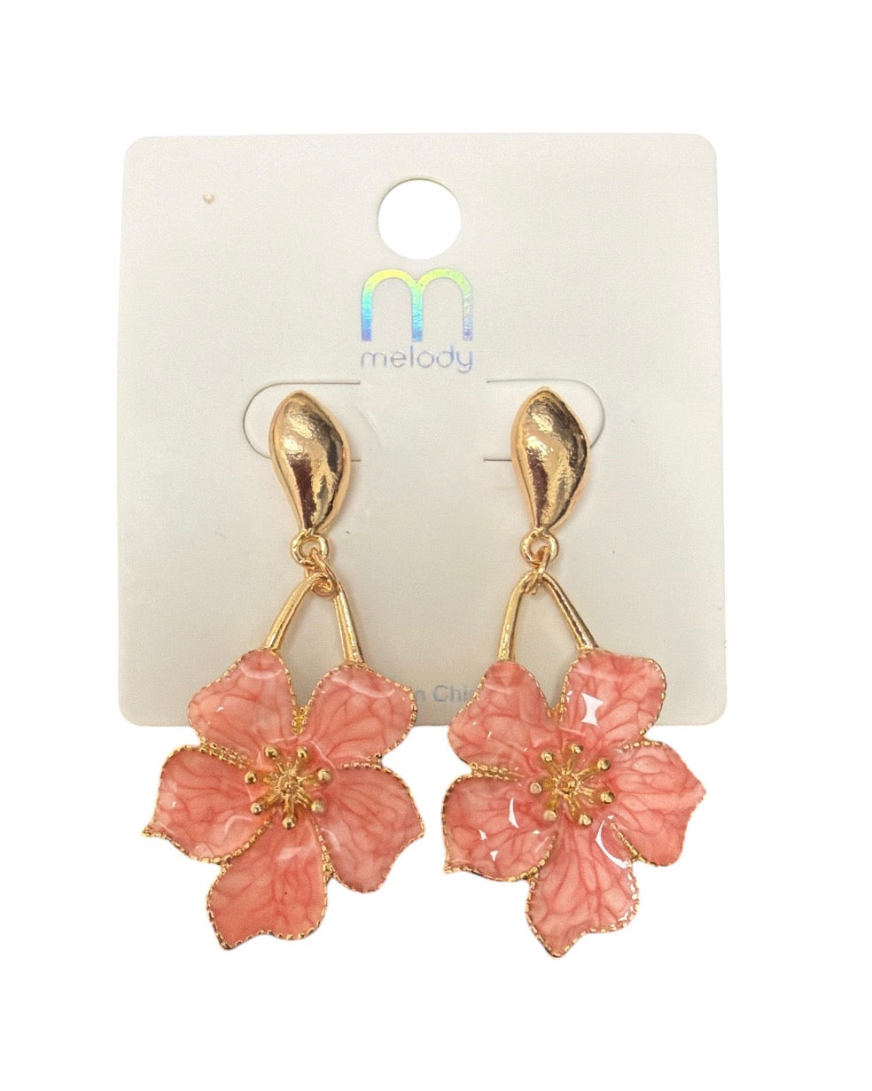 Gold Drop Flower Earring