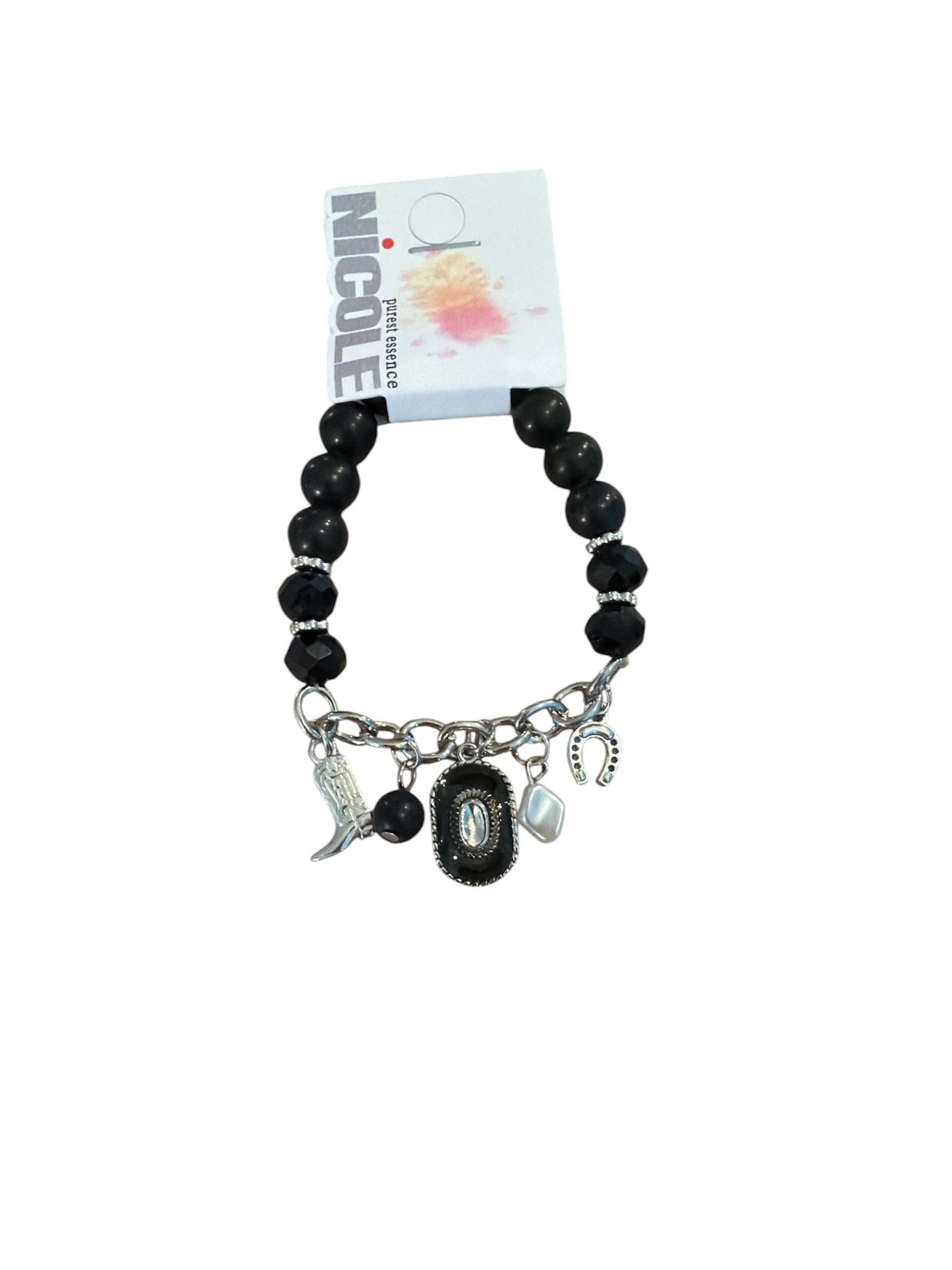 Western Stretchy Charm Bracelet Silver
