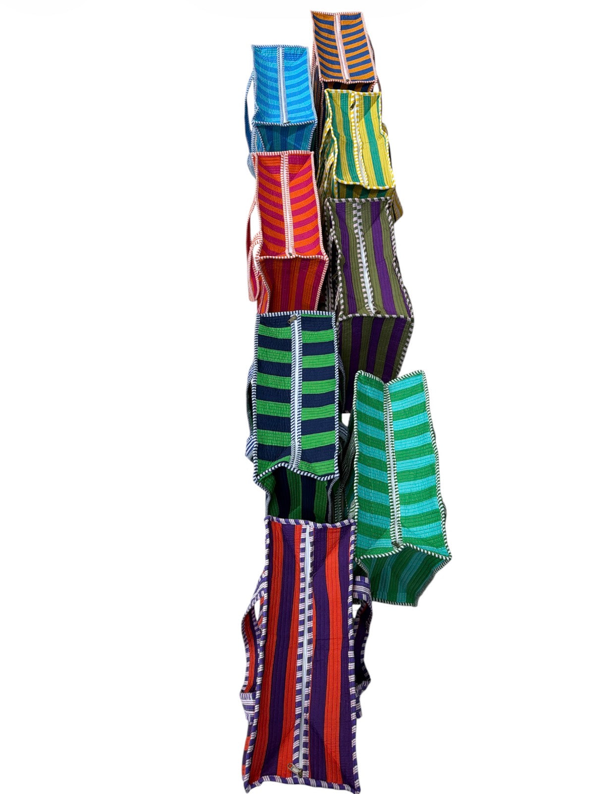 Jumbo Washable Striped Zipper Totes
