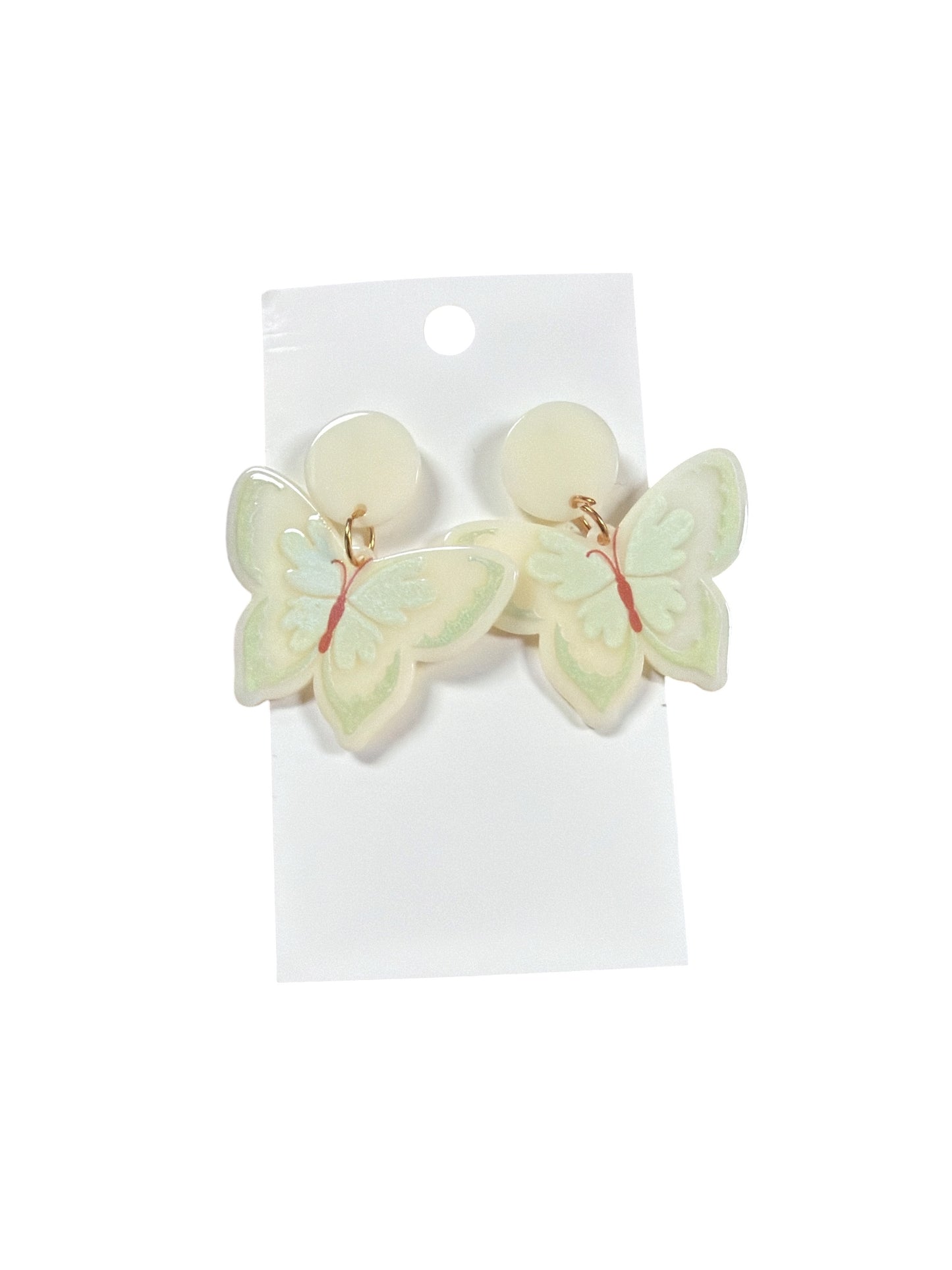 Cream and Mint Butterfly Earring