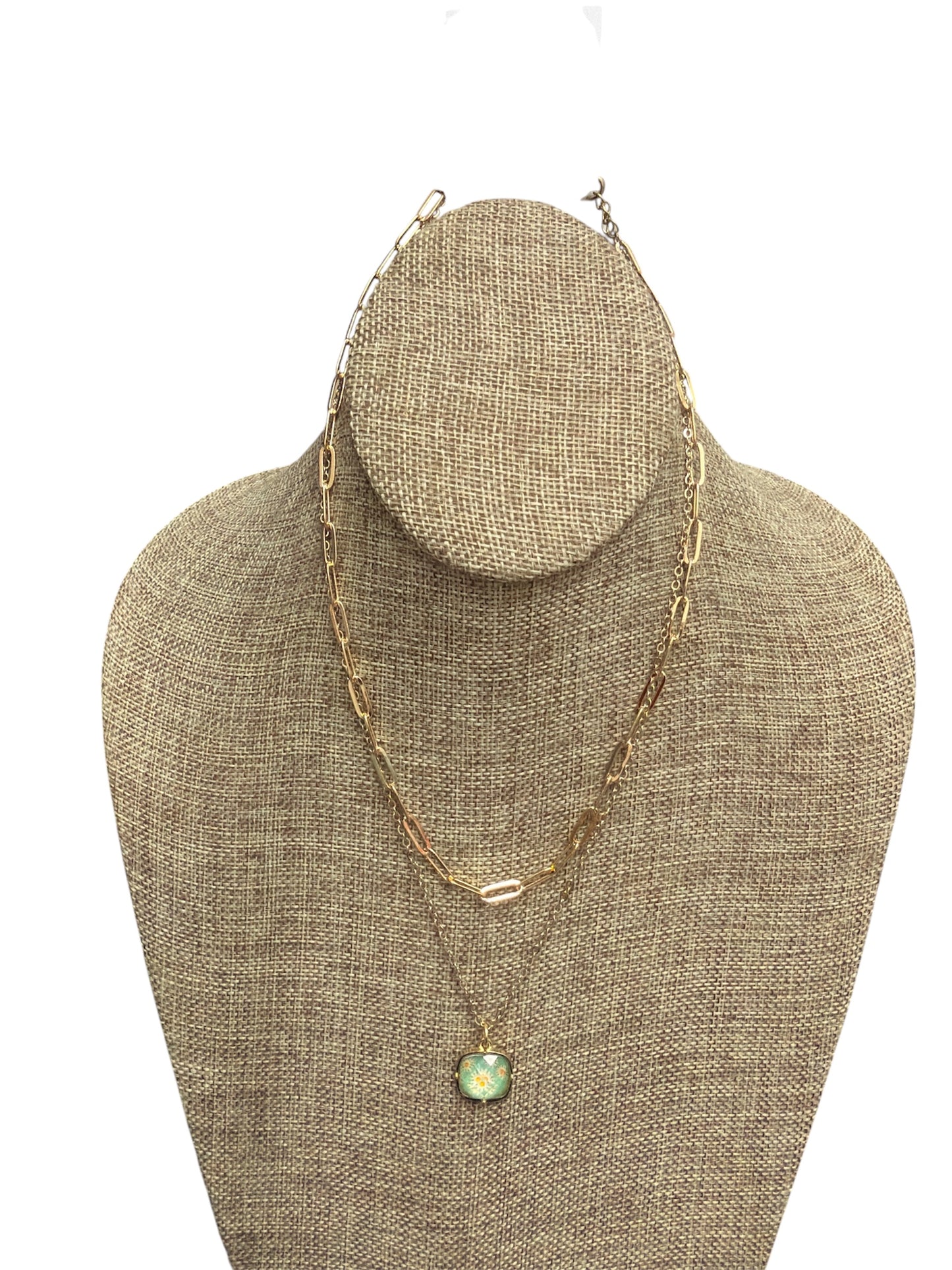 Two Layer Gold Flower Necklace and Earring
