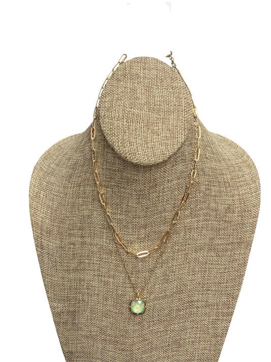 Two Layer Gold Flower Necklace and Earring