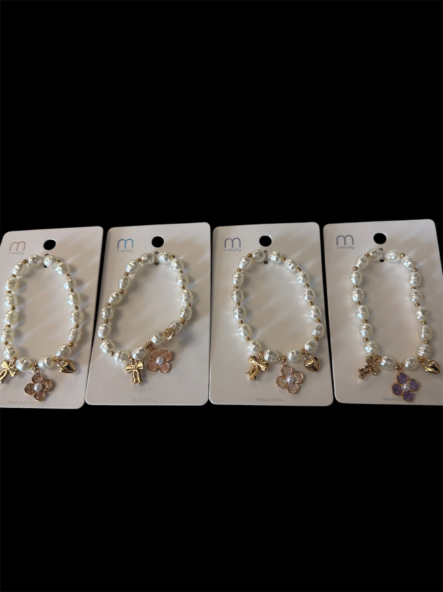 Ribbon Pearl Charm Bracelet