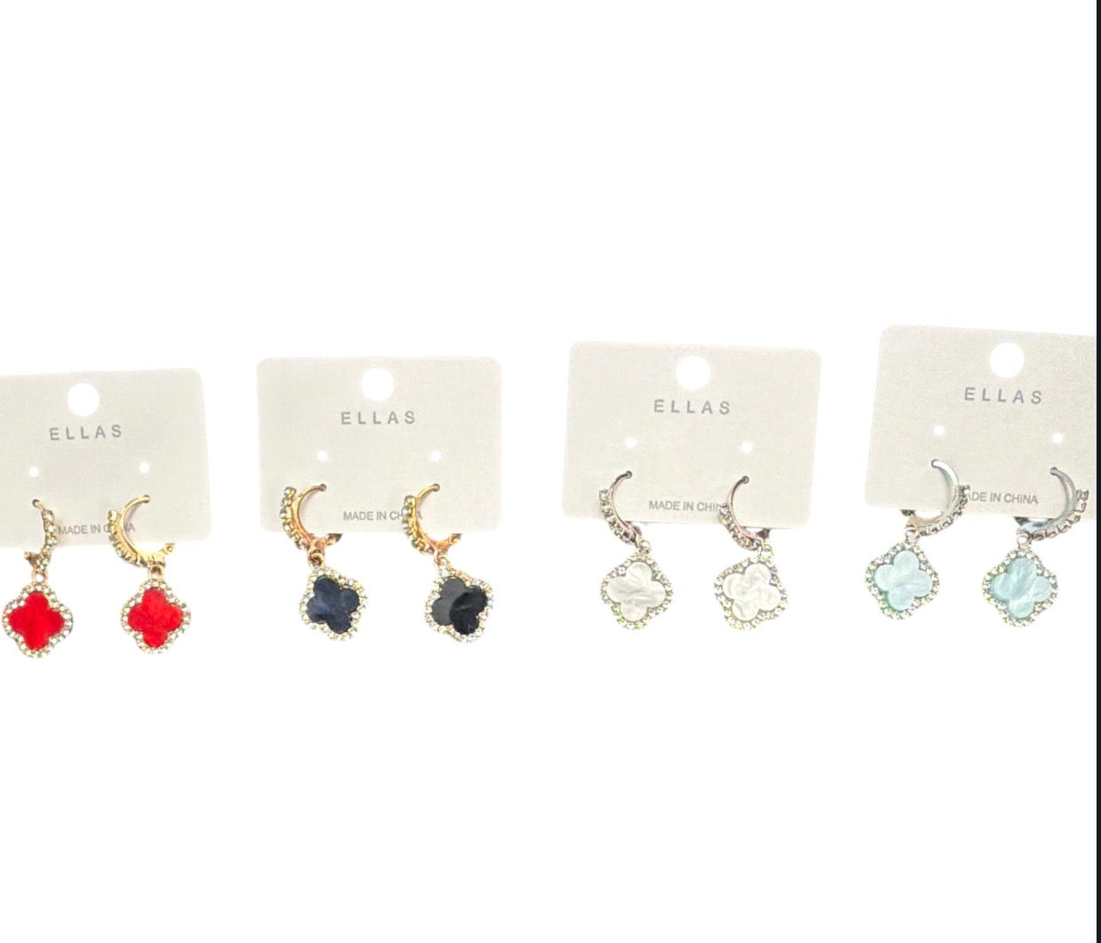 Bling Huggie Clover Earring