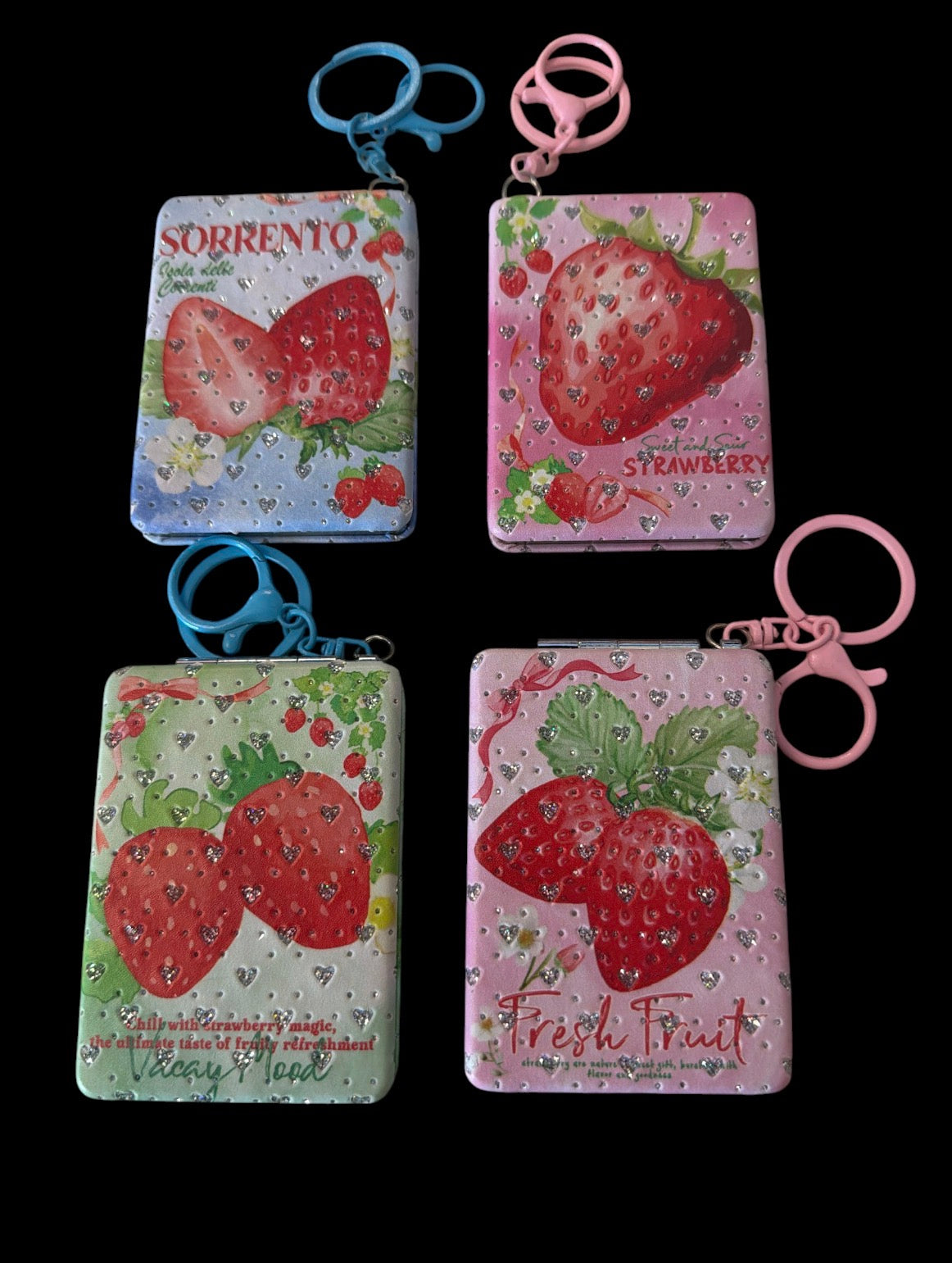 Strawberry Compact Keychain Mirror