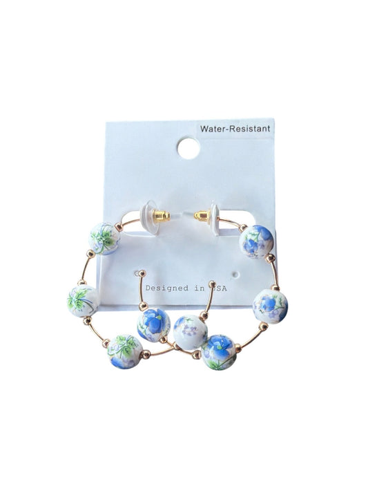 Water Resistant Blue Floral Hoops