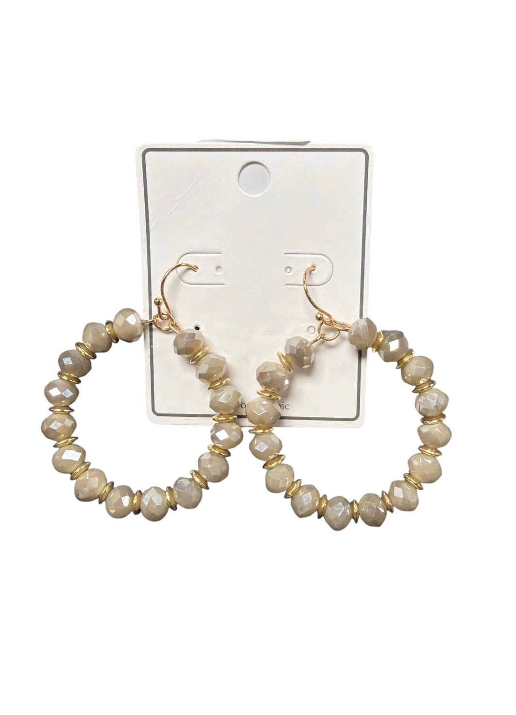 Beaded Gray Hoop Earrings