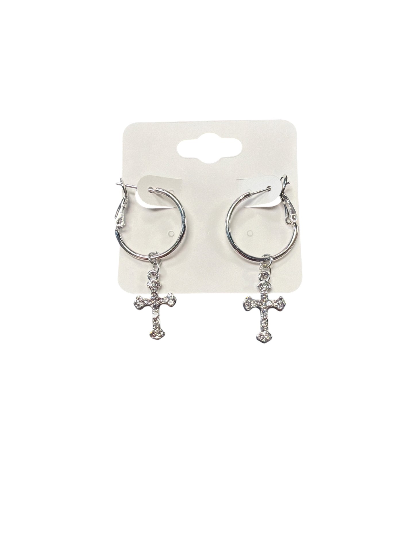 Silver Dangle Cross Earring