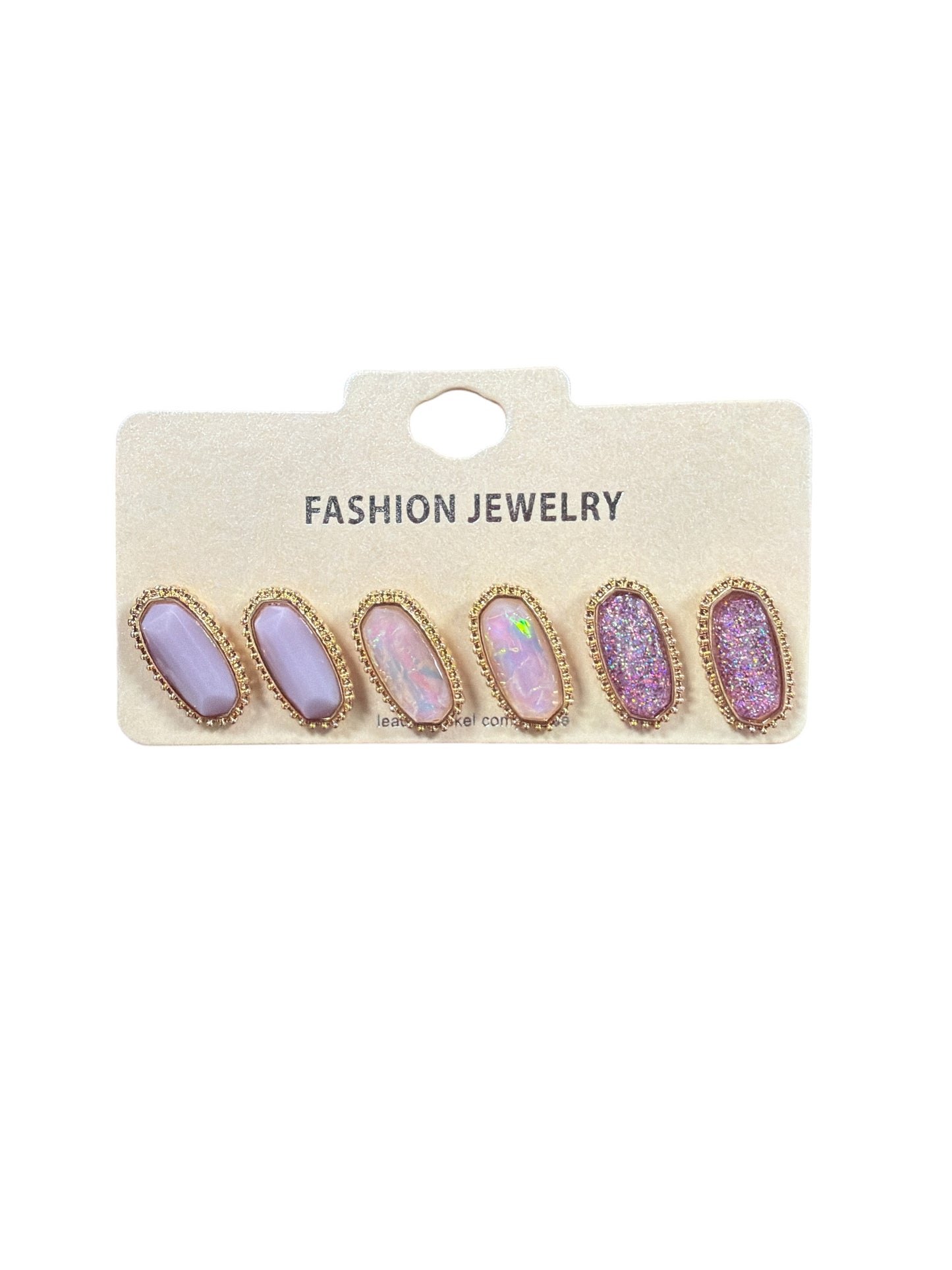 3 Pack Gold Trim Earring