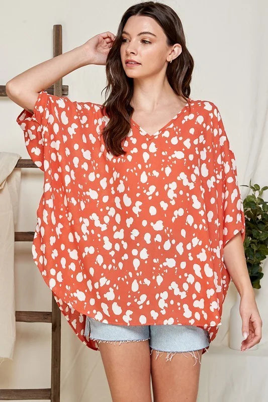 OVERSIZED WOVEN PRINT TOP