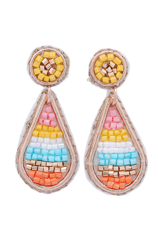 Color Block Teardrop Beaded Earrings