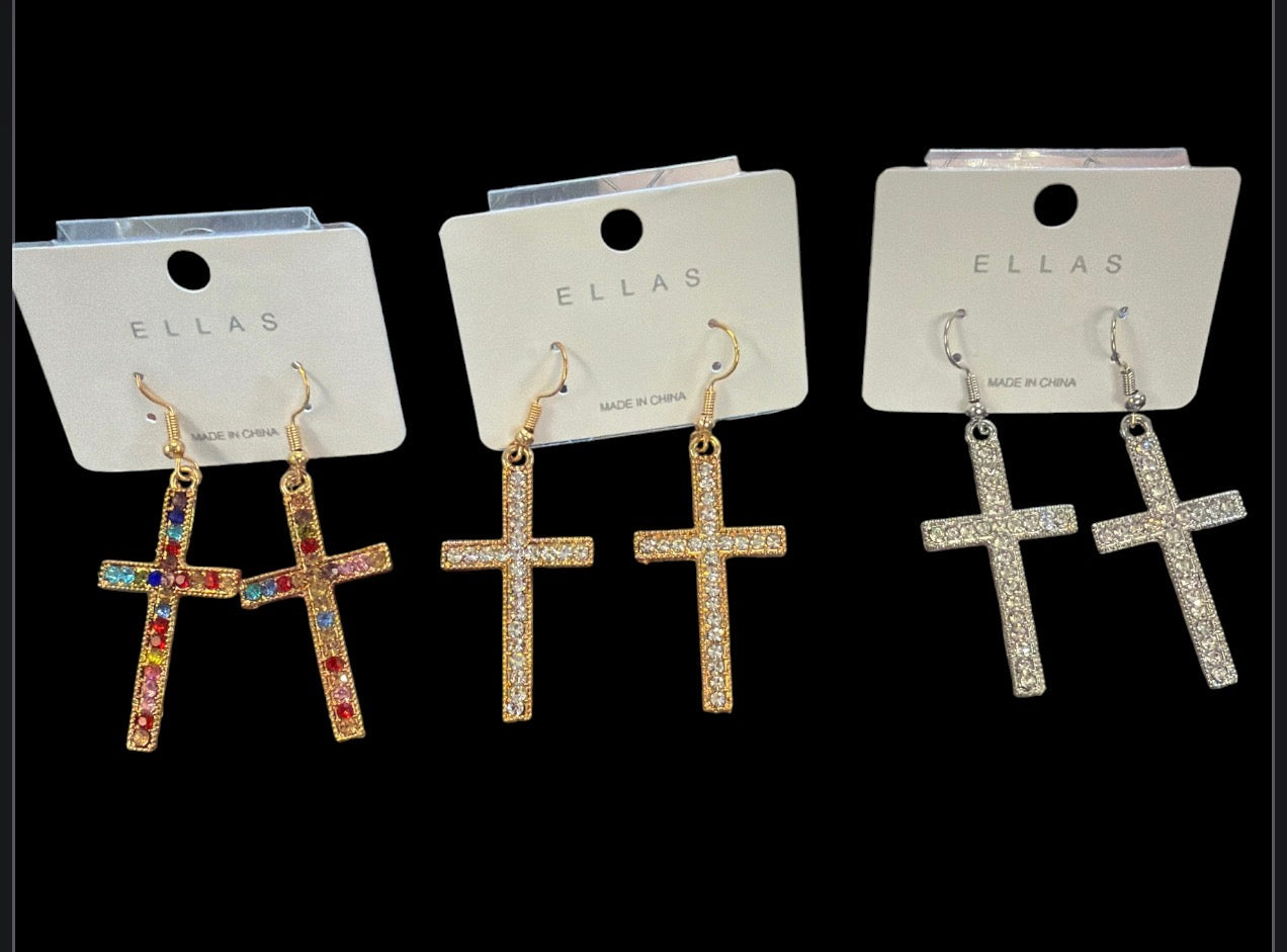 Bling Cross Earring