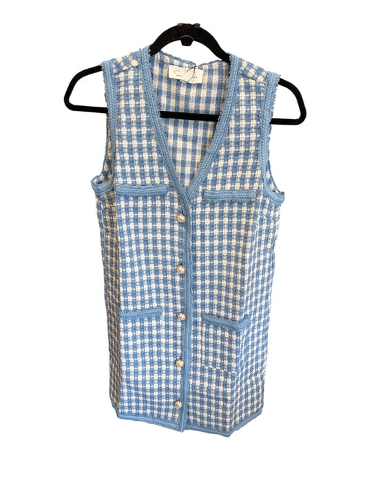 Sweater Vest Blue Button Dress