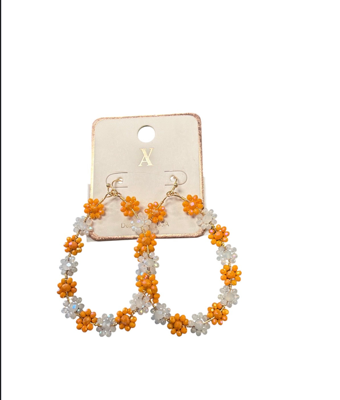 Flower Yellow/White Beaded Earrings