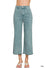 ACID WASHED HIGH WAIST FRAYED HEM STRAIGHT PANTS
