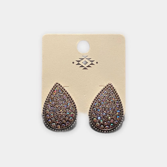 Teardrop Iridescent Post Back Earrings