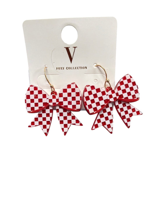 Game Day Checker Bow Earrings