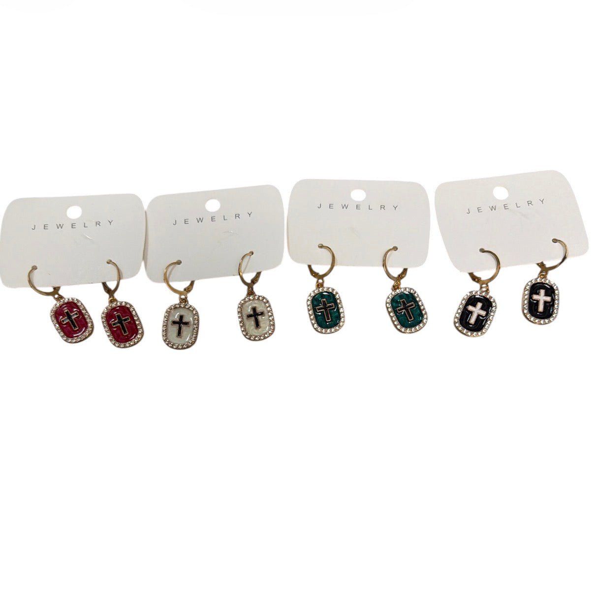 Oval Cross Earrings