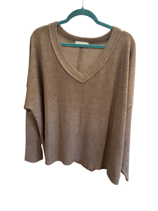 ZENANA BROWN VNECK SWEATER