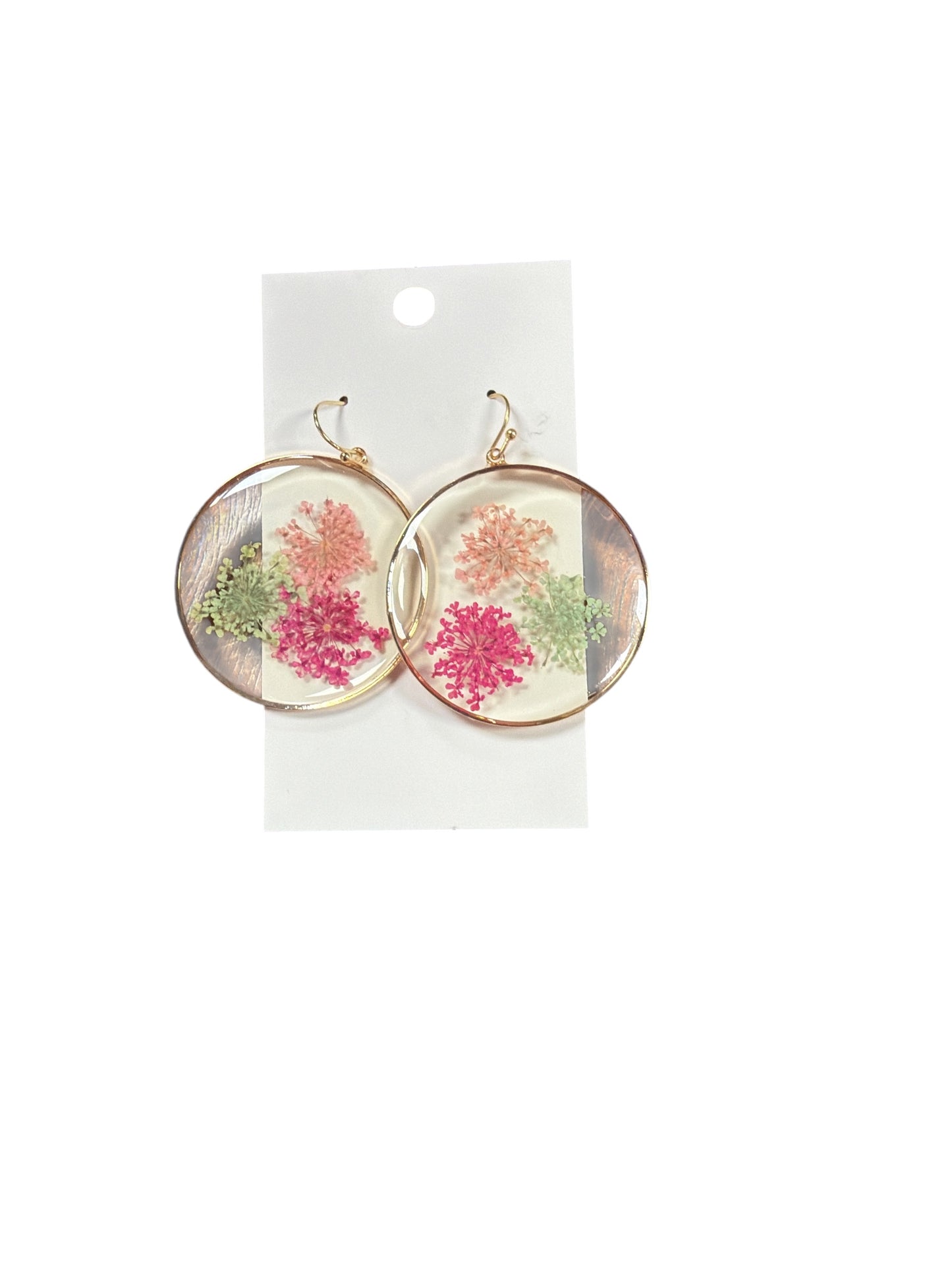 Circle Pressed Flower Earring