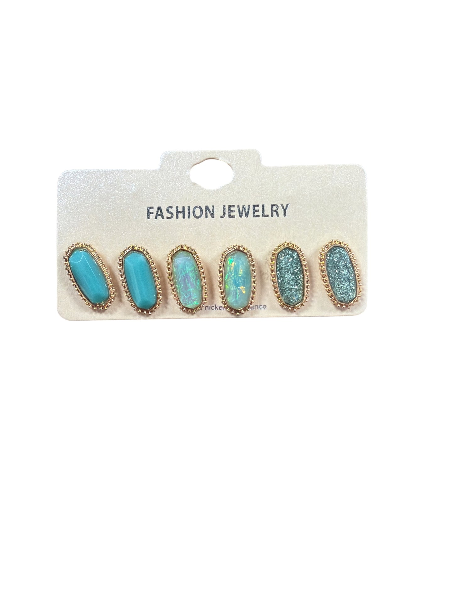 3 Pack Gold Trim Earring