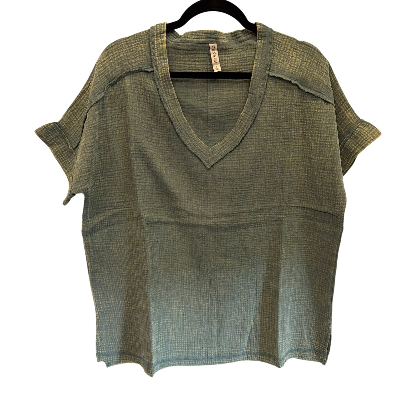 Cotton Gauze Washed Top - Ash Jade