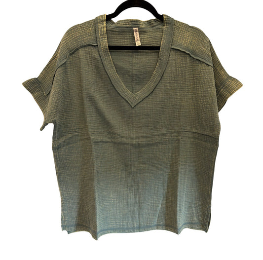 Cotton Gauze Washed Top - Ash Jade